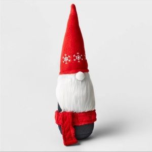 12.5” fabric gnome with red scarf decorative figurine